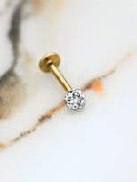 GOLD 316L CERRAHİ ÇELİK ŞAMBALA HAMUR BEYAZ TAŞ DUDAK,TRAGUS,KIKI