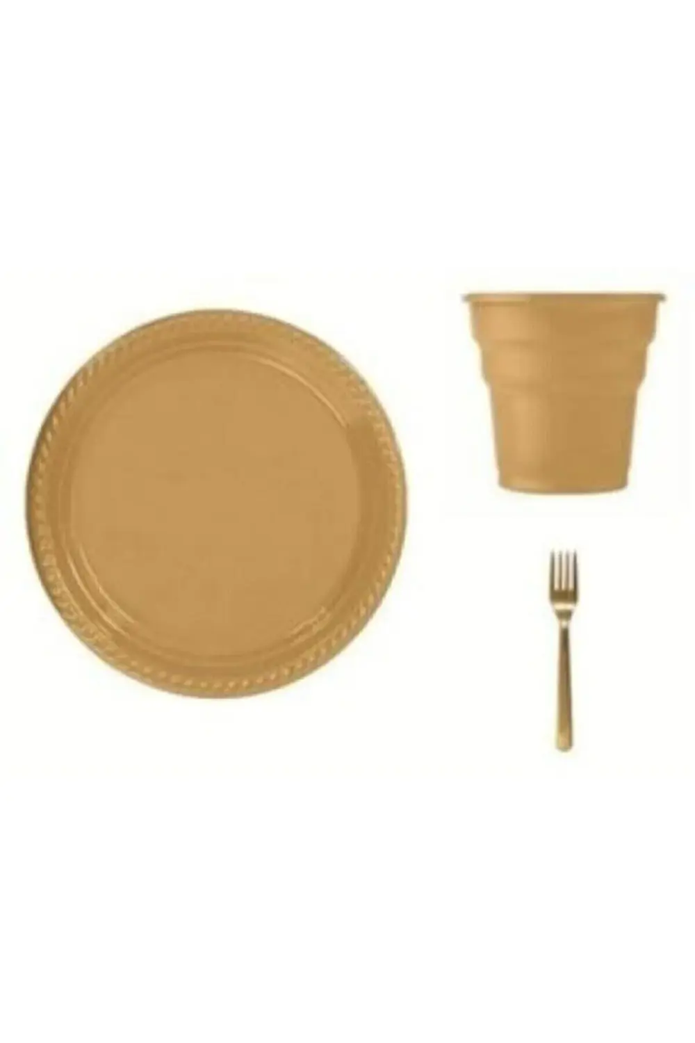 Gold Altın Tabak Bardak Çatal Seti 20 Kişilik