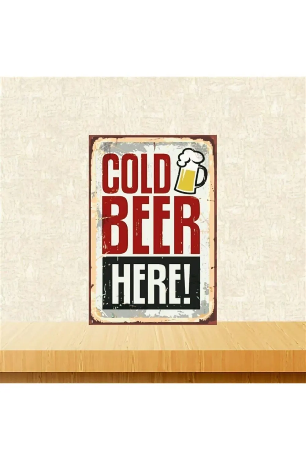 Gold Beer Here 20-30 Cm Retro Ahşap Tablo Tkfx5134