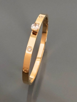 GOLD CARTİER ZİRKON TAŞ ÇELİK KELEPÇE BİLEKLİK-KEZTÇBİ73