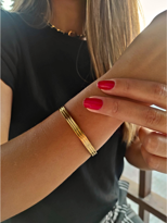 Tükkan Accessories Gold Çelik Kelepçe 3 Çizgili Zarif Sade Kelepçe-Keztçbi72