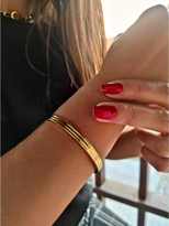 Tükkan Accessories Gold Çelik Kelepçe 3 Çizgili Zarif Sade Kelepçe-Keztçbi72