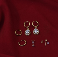 GOLD DAMLA ZİRKON BAGET TAŞLI 3 ÇİFT ÇOKLU KOMBİN ÇELİK KÜPE-CLKK GOLD DAMLA ZİRKON BAGET TAŞLI 3 ÇİFT ÇOKLU KOMBİN ÇELİK KÜPE-CLKK