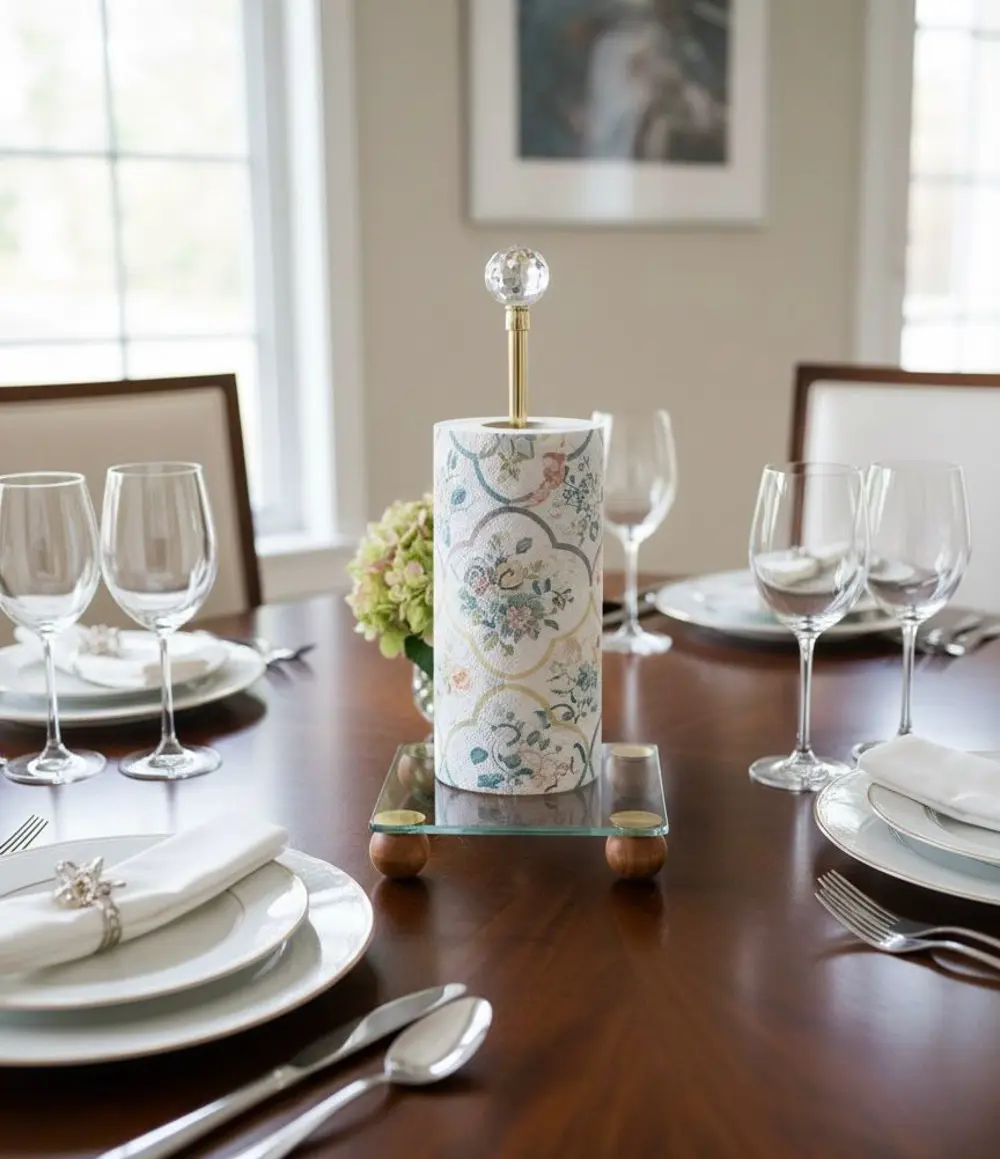 Gold Dekoratif Ahşap Top Ayaklı Cam Kağıt Havluluk,peçete Rulo Ka