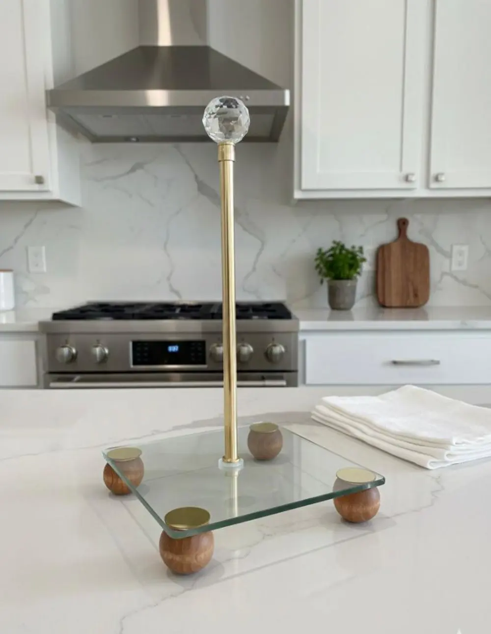 Gold Dekoratif Ahşap Top Ayaklı Cam Kağıt Havluluk,peçete Rulo Ka