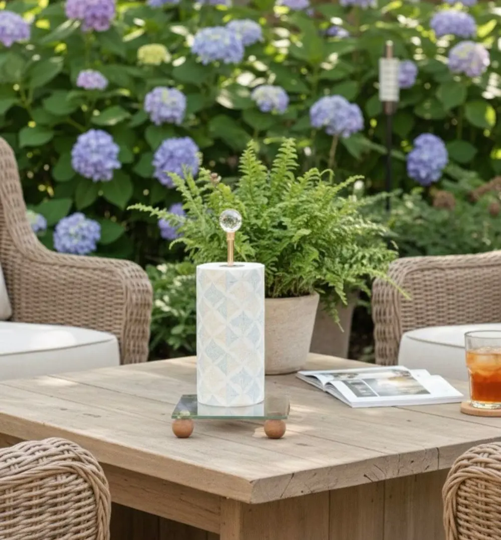 Gold Dekoratif Ahşap Top Ayaklı Cam Kağıt Havluluk,peçete Rulo Ka