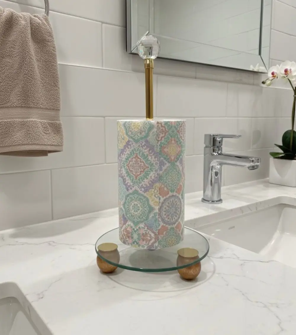 Gold Dekoratif Ahşap Top Ayaklı Cam Kağıt Havluluk,peçete Rulo Ka