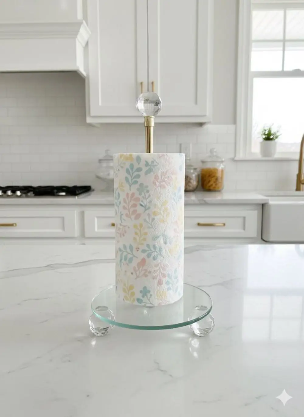 Gold Dekoratif Kristal Top Ayaklı Yuvarlak Cam Kağıt Havluluk,Peç