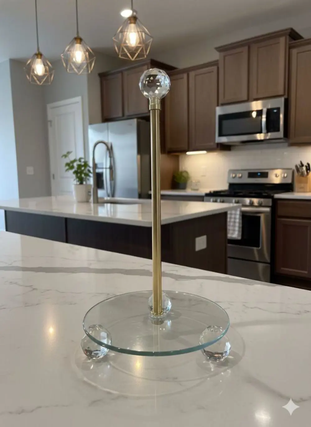 Gold Dekoratif Kristal Top Ayaklı Yuvarlak Cam Kağıt Havluluk,Peç