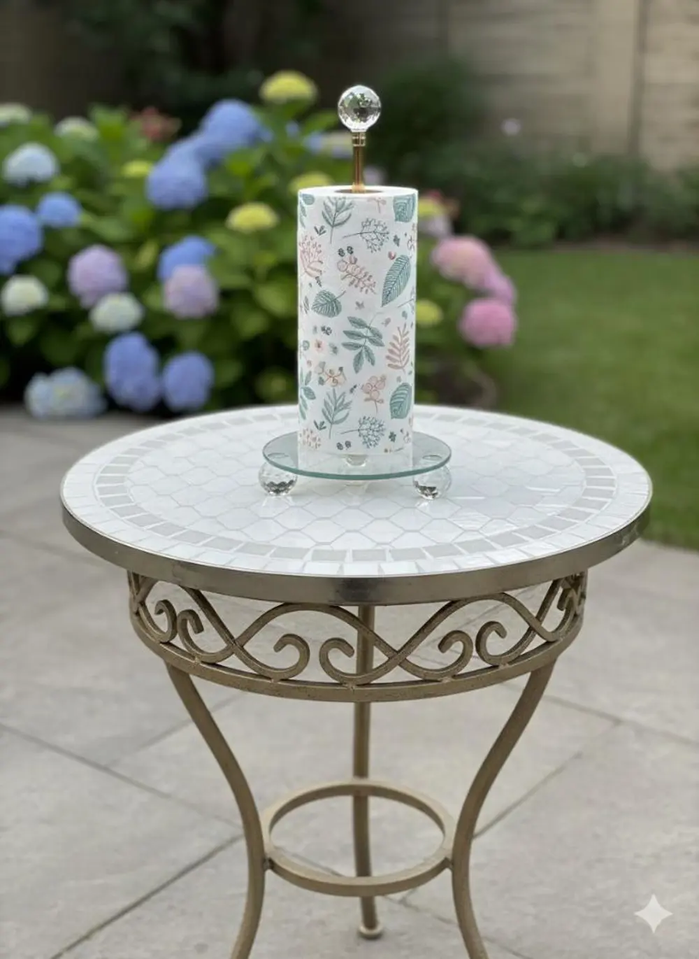 Gold Dekoratif Kristal Top Ayaklı Yuvarlak Cam Kağıt Havluluk,Peç