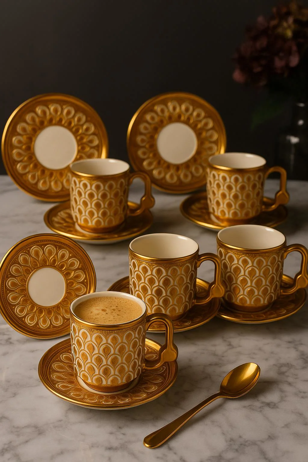 Gold Desenli 6’lı Porselen Kahve Fincan Seti 50 ml Gold Desenli 6’lı Porselen Kahve Fincan Seti 50 ml