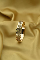 Tükkan Accessories Gold Desenli Kalin Kelepçe Çelik Bileklik-Keztçbi39