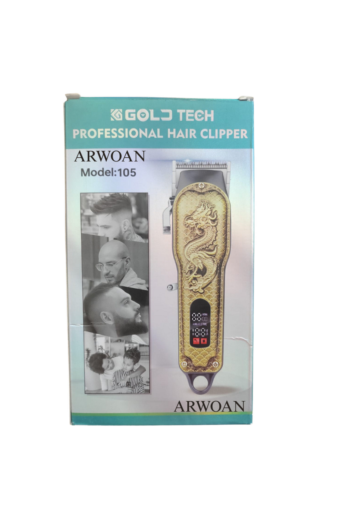 Gold Dragon Kabartmalı Metal Gövdeli Kablosuz Profesyonel Saç Kesme Makinesi