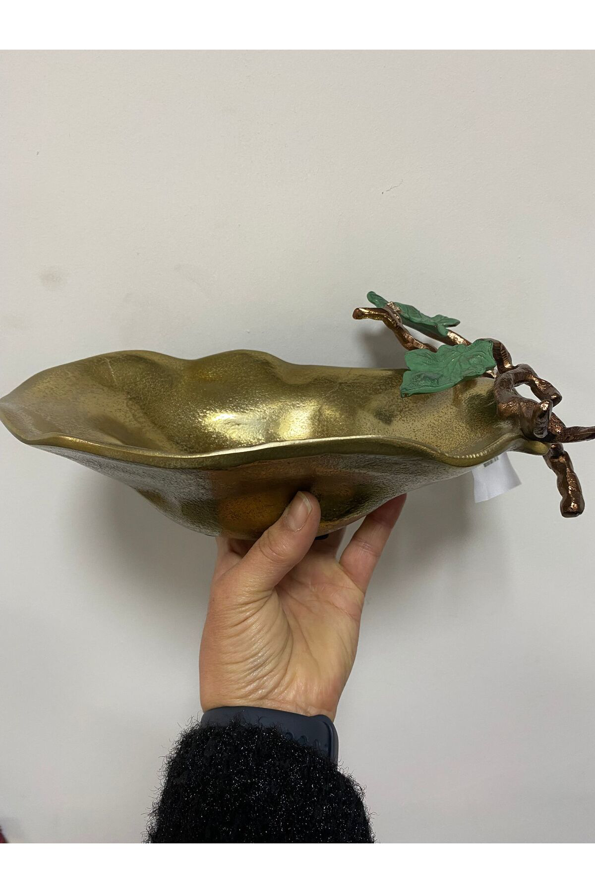 Gold Eskitme Aliminyum Dekoratif Yaprak Tabak