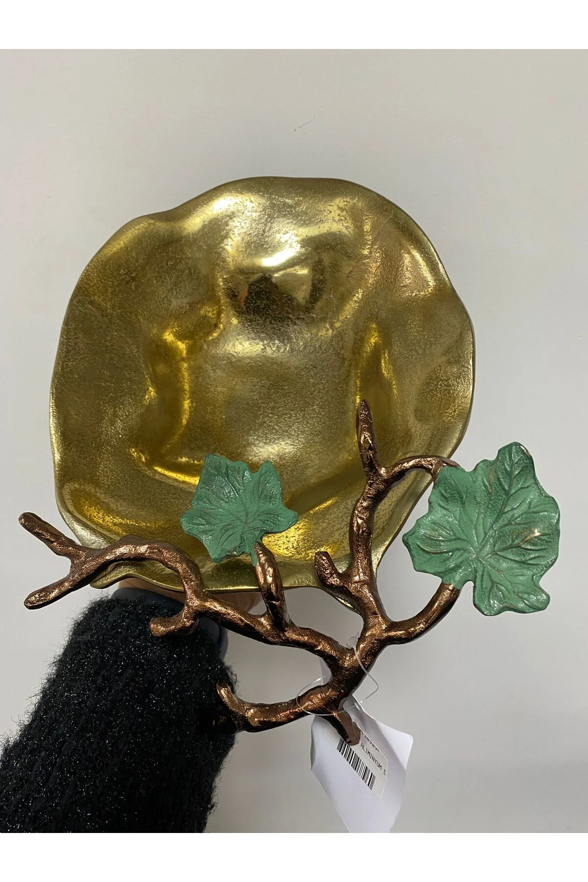 Gold Eskitme Aliminyum Dekoratif Yaprak Tabak Gold Eskitme Aliminyum Dekoratif Yaprak Tabak - Görsel 3