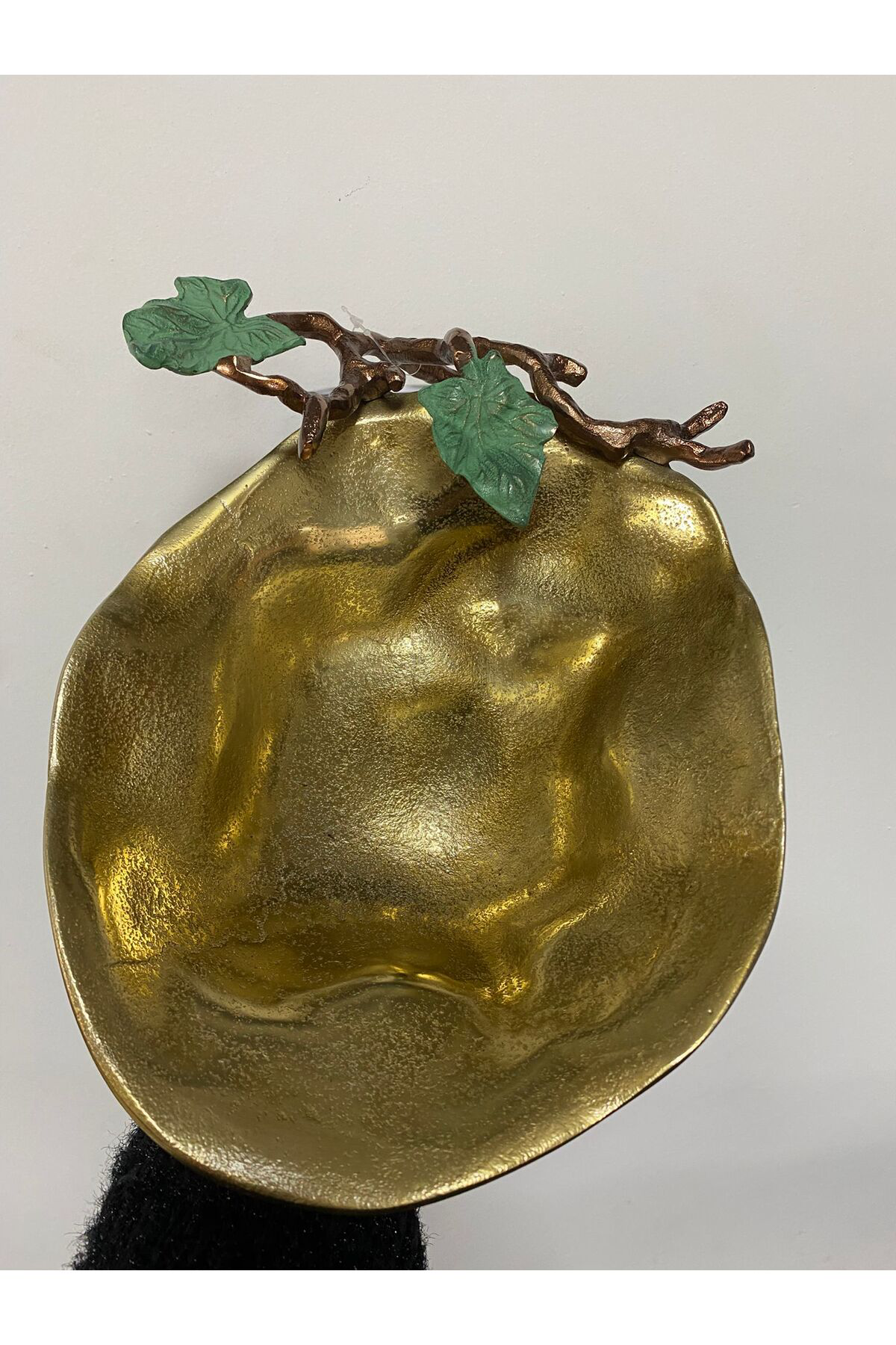 Gold Eskitme Aliminyum Dekoratif Yaprak Tabak