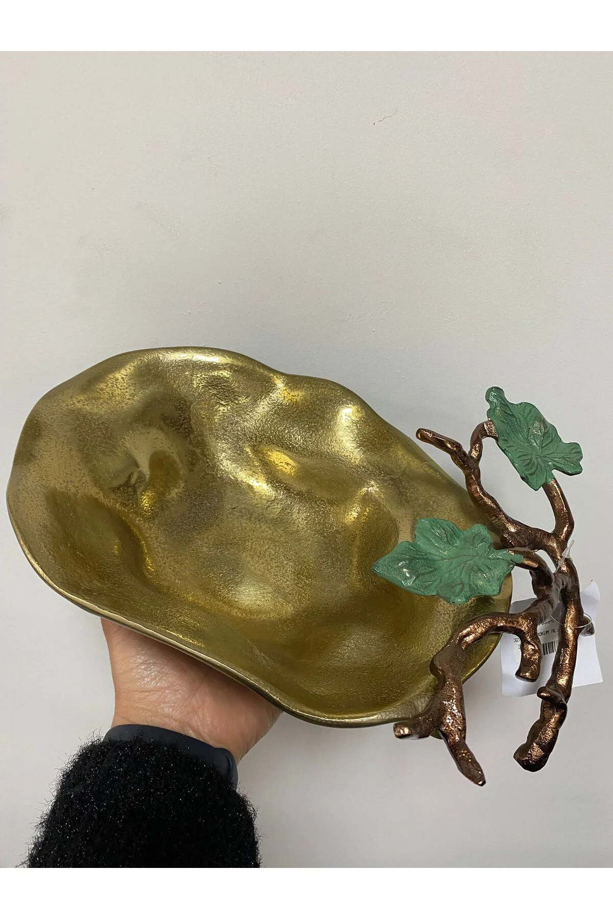 Gold Eskitme Aliminyum Dekoratif Yaprak Tabak
