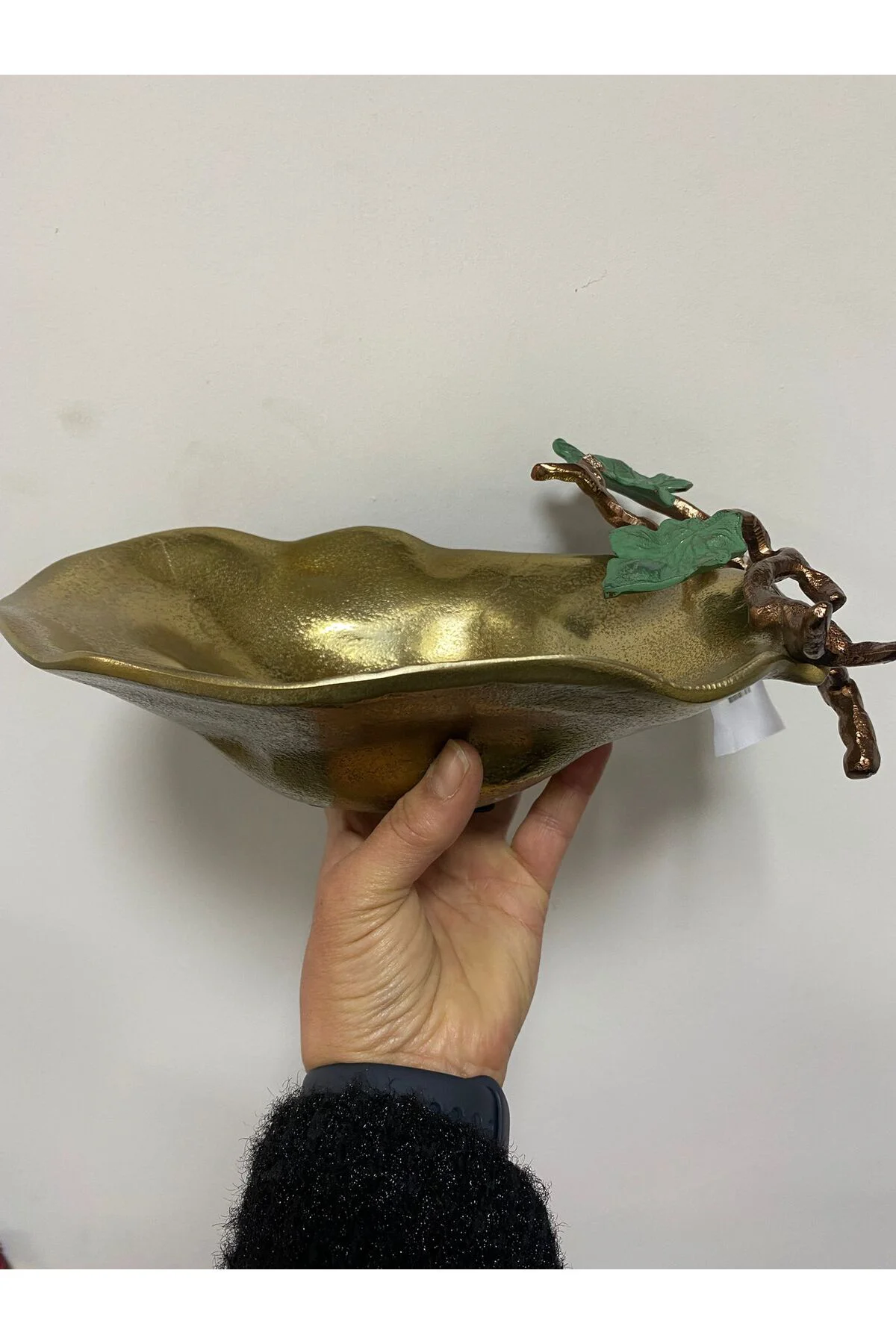 Gold Eskitme Aliminyum Dekoratif Yaprak Tabak