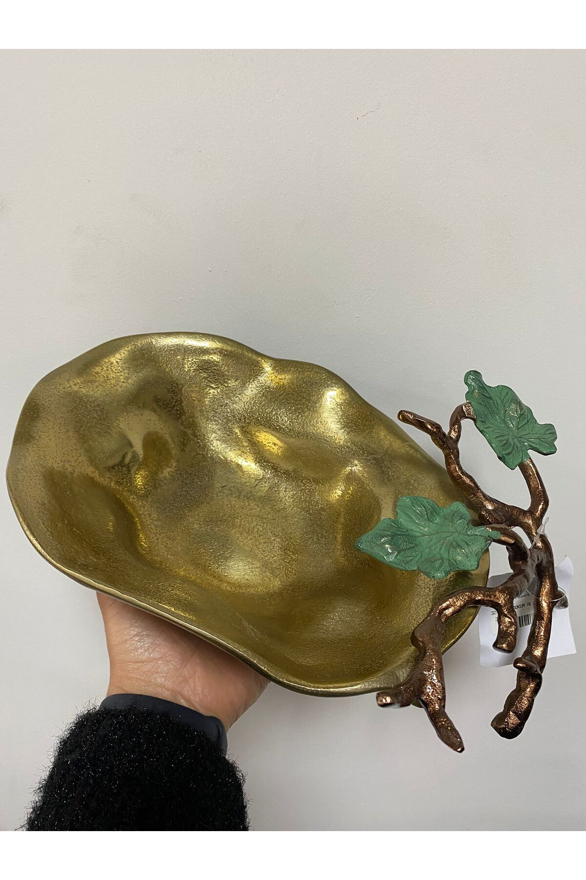 Gold Eskitme Aliminyum Dekoratif Yaprak Tabak