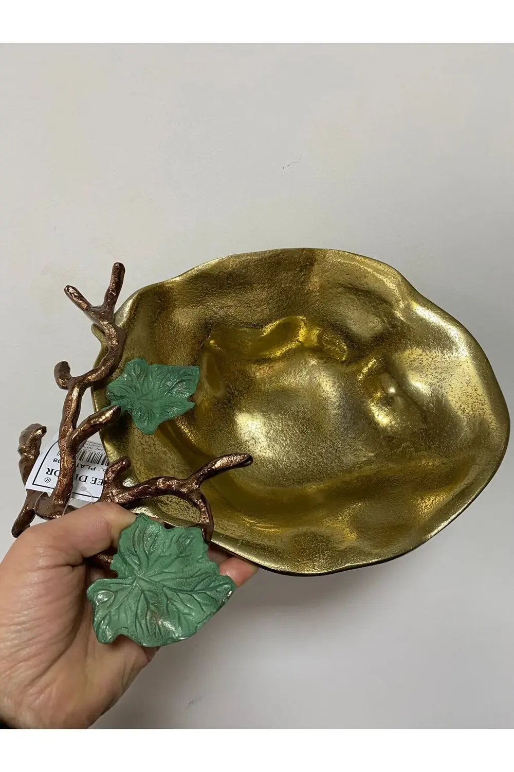 Gold Eskitme Aliminyum Dekoratif Yaprak Tabak