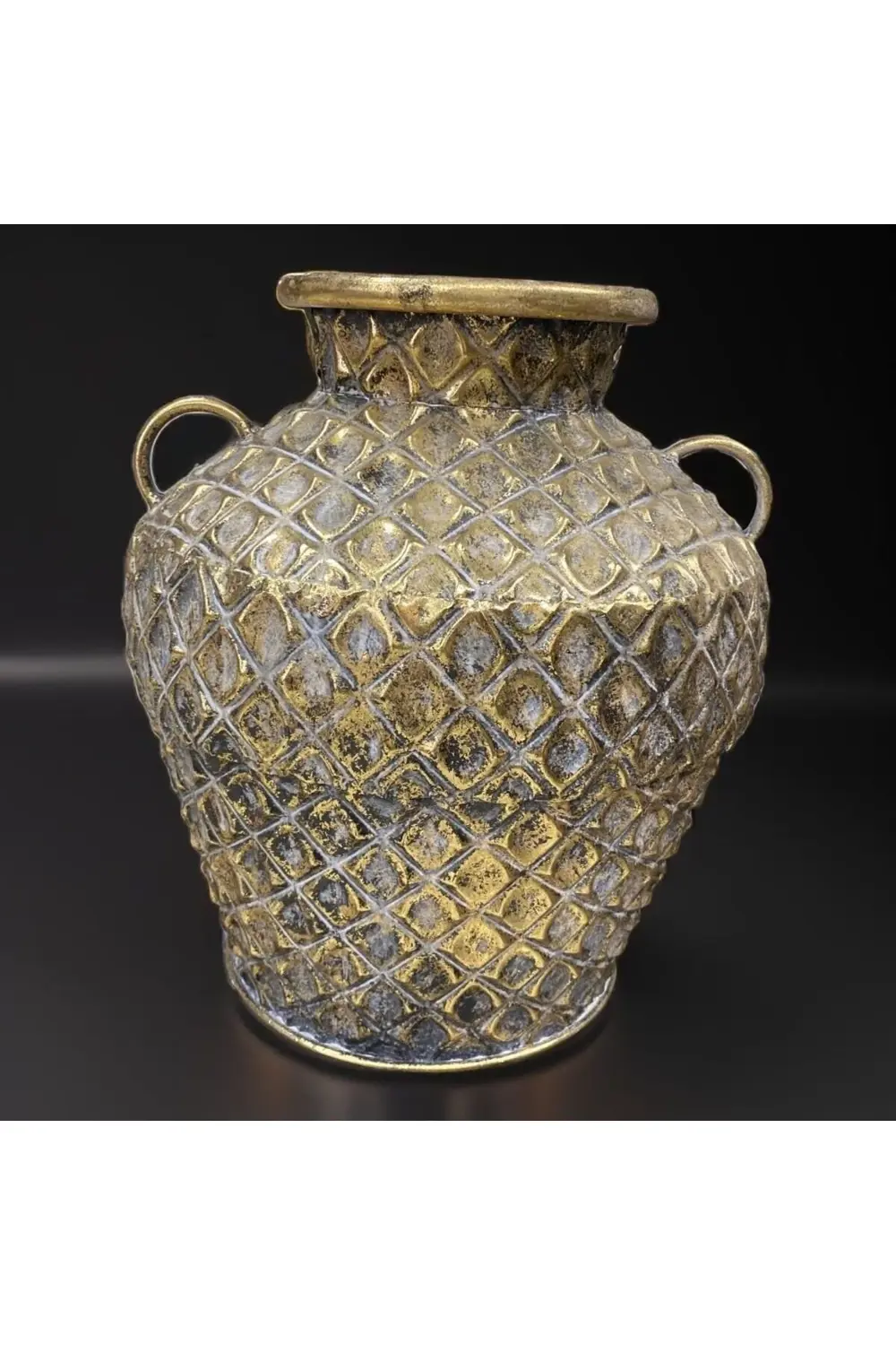 Gold Eskitme Kulplu Tombul Küp Vazo