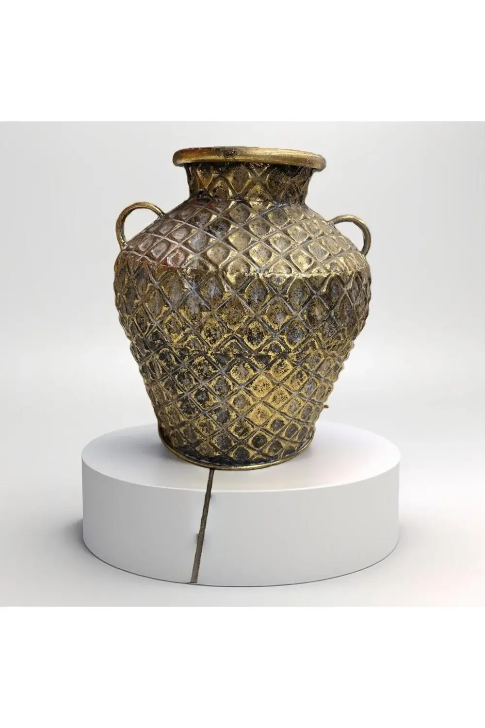 Gold Eskitme Kulplu Tombul Küp Vazo