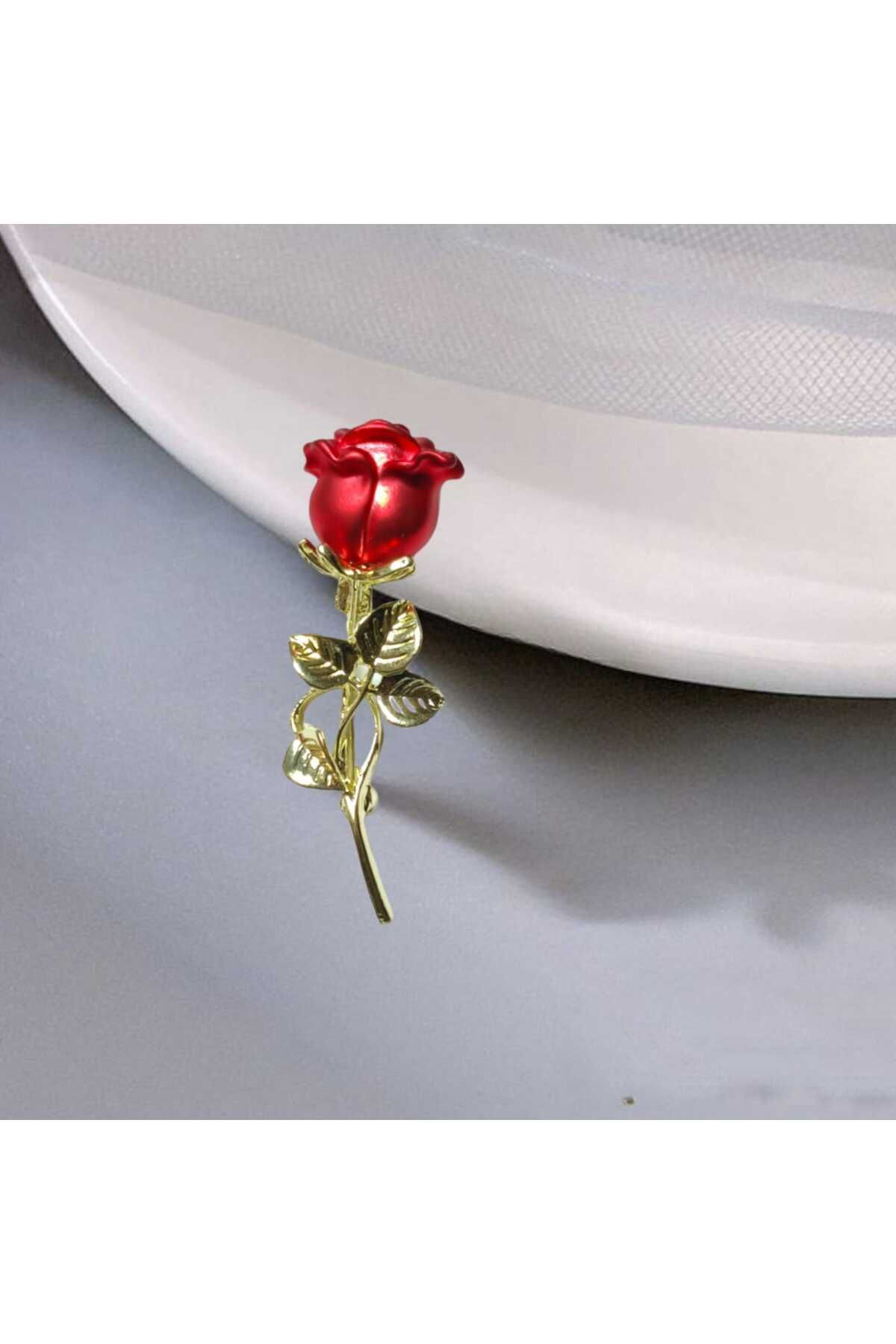 Dodemert Home Gold Gül Broş & Yaka İğnesi 5,5 X 2 Cm
