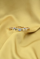 GOLD HAMUR ŞAMBALA ZİRKON TAŞ NAZAR BONCUĞU VE LALE DETAY KELEPÇE