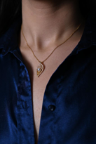 GOLD İNCİ DETAY YAPRAK FİGÜR ÇELİK KOLYE-ÇKOL130