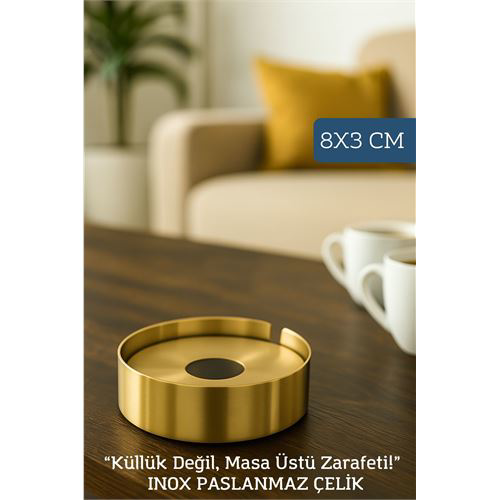 Gold Inox 1 MM Scotch Çelik Küllük – 8 cm x 3 cm | Modern, Hijyen