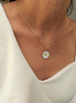 GOLD KAPLAMA BEYAZ PAPATYA FİGÜR KOLYE-0KOL75