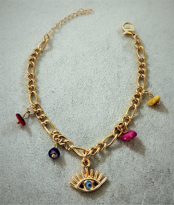 GOLD KAPLAMA GÖZ DETAY ASORTİ TAŞ ZİNCİR BİLEKLİK-BİLEKLİK25 GOLD KAPLAMA GÖZ DETAY ASORTİ TAŞ ZİNCİR BİLEKLİK-BİLEKLİK25