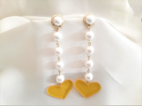Tükkan Accessories Gold Kaplama İnci Sari Kalp Figür Küpe-00İk07