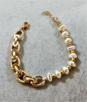 GOLD KAPLAMA İNCİ DETAY DESENLİ ZİNCİR BİLEKLİK-BİLEKLİK29 GOLD KAPLAMA İNCİ DETAY DESENLİ ZİNCİR BİLEKLİK-BİLEKLİK29