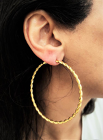 GOLD KAPLAMA KALIN BURGU MODEL 60 MM HALKA KÜPE-00HK90