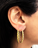 GOLD KAPLAMA KALIN BURGU MODEL 20 MM HALKA KÜPE-00HK88