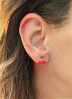 GOLD KAPLAMA KİRAZ FİGÜR KÜPE-KÜPE32