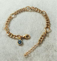 GOLD KAPLAMA MAVİ CAM NAZAR BONCUK DETAY KLASİK ZİNCİR BİLEKLİK-B GOLD KAPLAMA MAVİ CAM NAZAR BONCUK DETAY KLASİK ZİNCİR BİLEKLİK-B