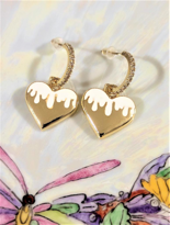 GOLD KAPLAMA MAVİ MİNELİ KALP VİP KÜPE-VİPKÜ36