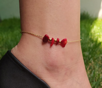 GOLD KAPLAMA MERCAN KIRIK TAŞ DETAY HALHAL-HALHAL54