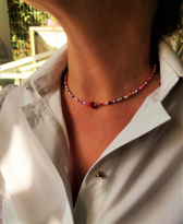 Tükkan Accessories Gold Kaplama Mercan Taşi Detay Rengarenk Boncuk Kolye-Kol110