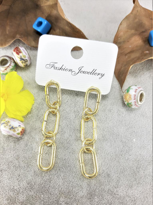 GOLD KAPLAMA PİRİNÇ ZİNCİR KÜPE-ZİNKÜ25