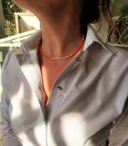 Tükkan Accessories Gold Kaplama Silindir Sari Sedef Taşi Detay Turuncu-Beyaz Boncuk 