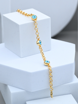 Tükkan Accessories Gold Kaplama Üçlü Nazar Boncuklu Altin Bileklik-0Nbb05