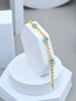 Tükkan Accessories Gold Kaplama Üçlü Nazar Boncuklu Altin Bileklik-0Nbb05