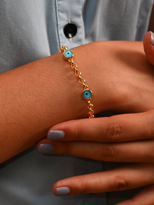 Tükkan Accessories Gold Kaplama Üçlü Nazar Boncuklu Altin Bileklik-0Nbb05