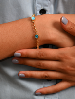 Tükkan Accessories Gold Kaplama Üçlü Nazar Boncuklu Altin Bileklik-0Nbb05