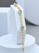 Tükkan Accessories Gold Kaplama Üçlü Nazar Boncuklu Altin Bileklik-0Nbb05