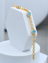 Tükkan Accessories Gold Kaplama Üçlü Nazar Boncuklu Altin Bileklik-0Nbb05