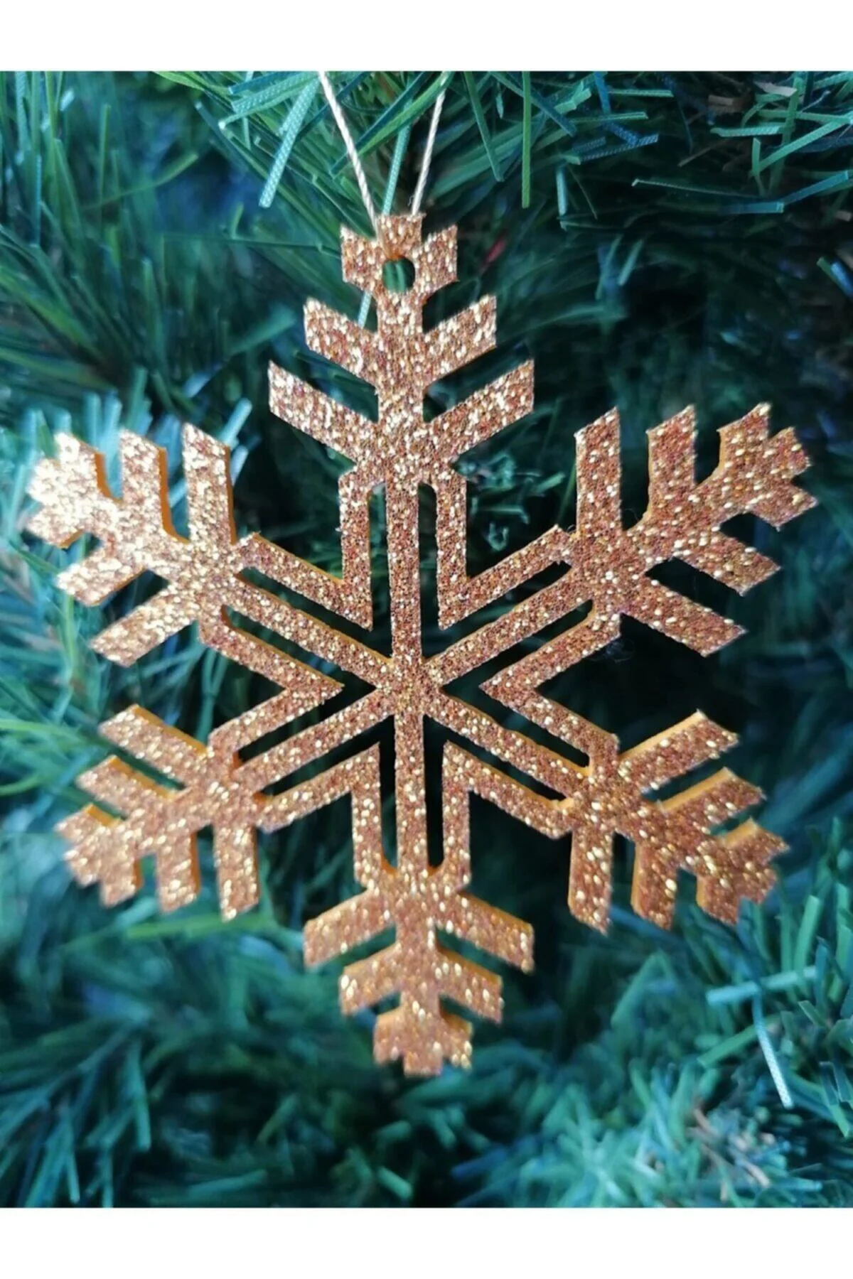 Gold Kar Tanesi Simli Eva Ağaç Ve Hediye Süsü 8x8cm 6 Lı